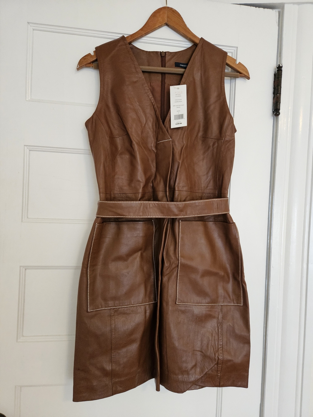 Brown Leather Sleeveless Dress